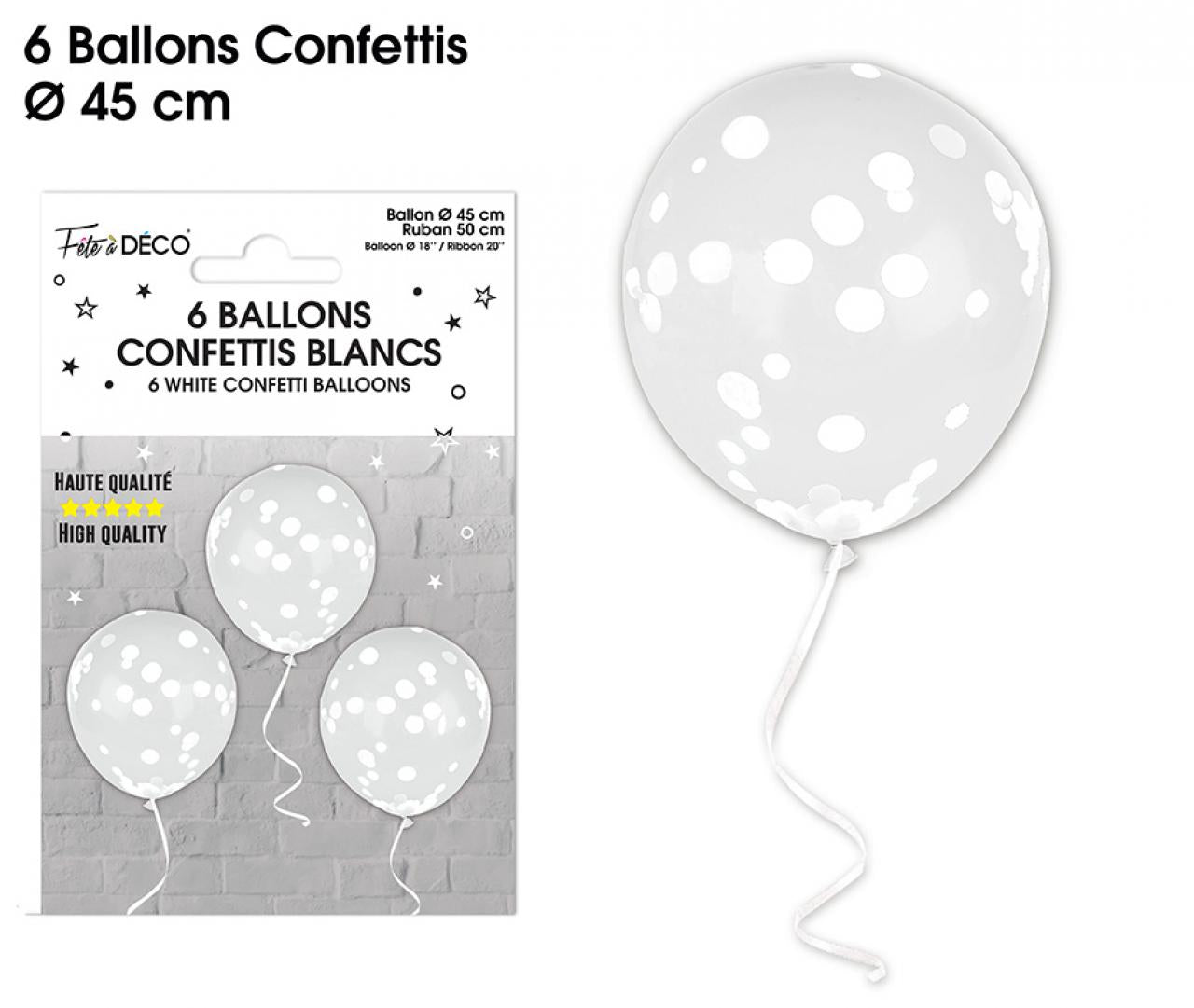 6 Konfettiballons weiß