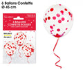 6 Ballons Confettis rouges