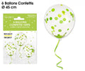 6 Ballons Confettis verts