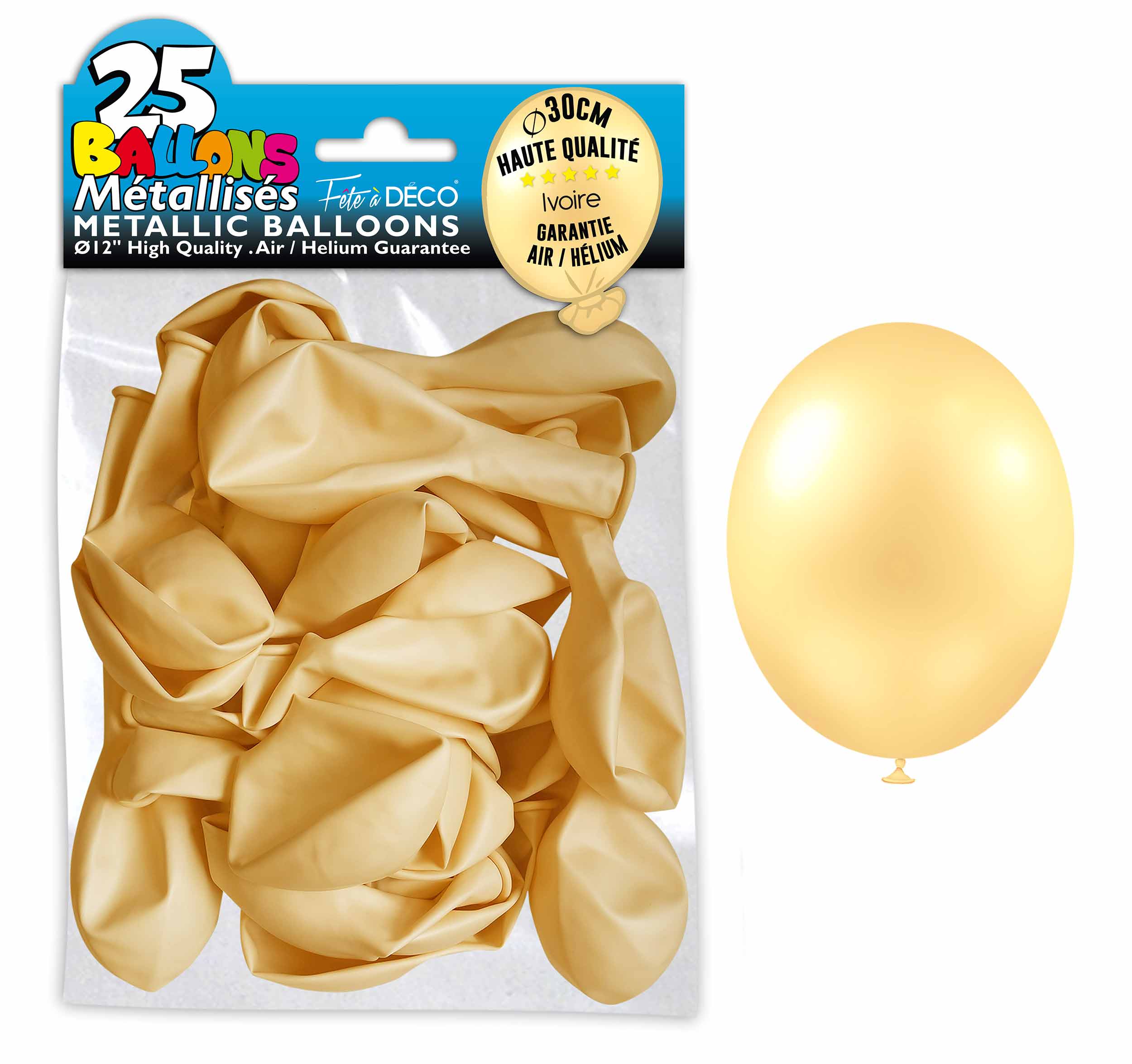 25 elfenbeinfarbene Metallic-Ballons