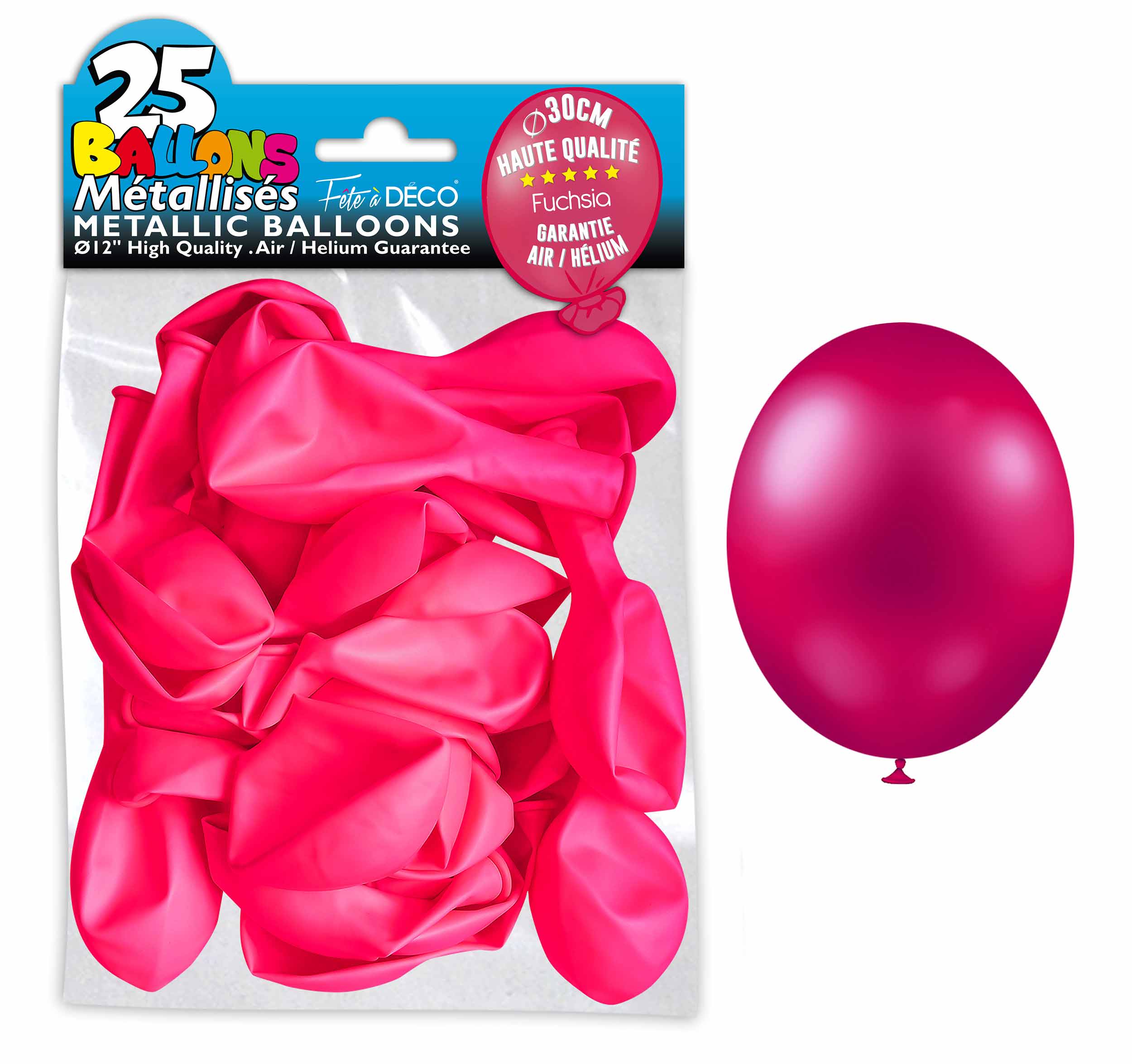 25 metallische fuchsiafarbene Ballons