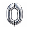 Folienballon - 88 cm - silber - Ziffer 0