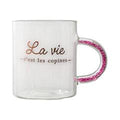 MUG POIGNEE AVEC PAILLETTES ET PRINT 35CL