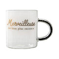 MUG POIGNEE AVEC PAILLETTES ET PRINT 35CL