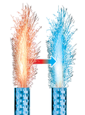 MAGIC FOUNTAIN® 9.5 cm x4 COLOR-CHANGING BLUE/RED