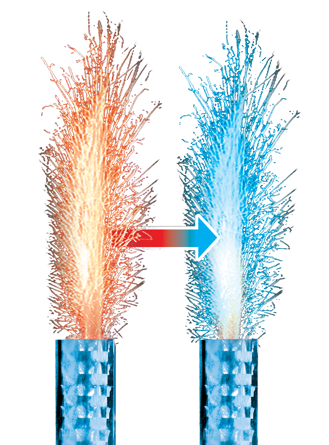 MAGIC FOUNTAIN® 9.5 cm x4 COLOR-CHANGING BLUE/RED