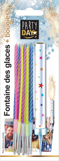 FONTAINE DES GLACES® 12 cm + 10 BOUGIES MULTICOLORES