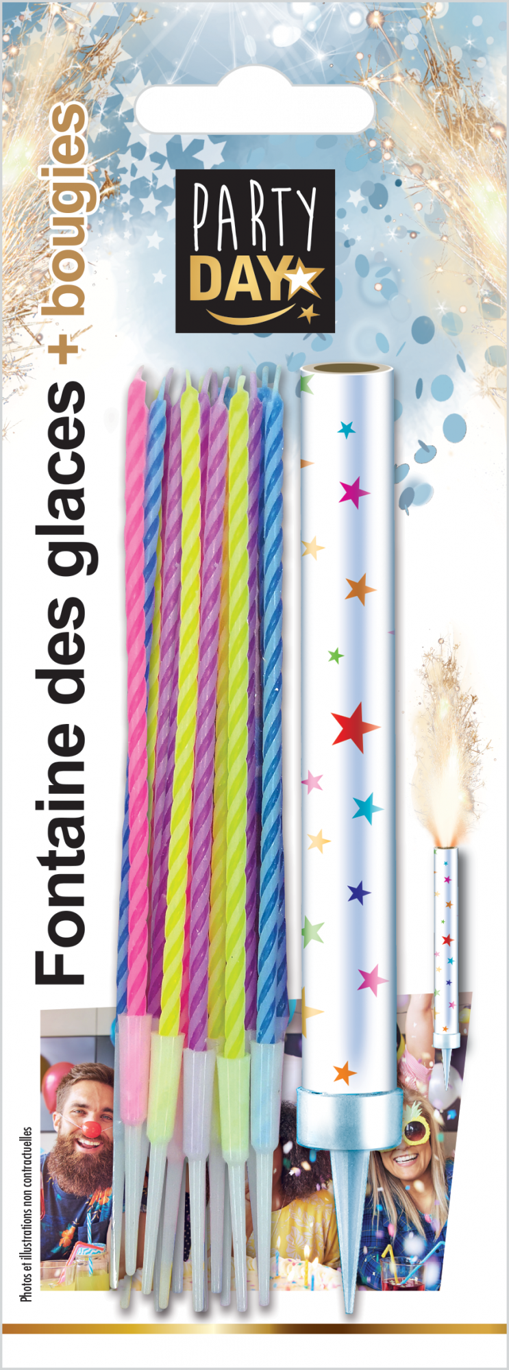 FONTAINE DES GLACES® 12 cm + 10 BOUGIES MULTICOLORES