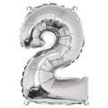 Folienballon - 88 cm - silber - Ziffer 2