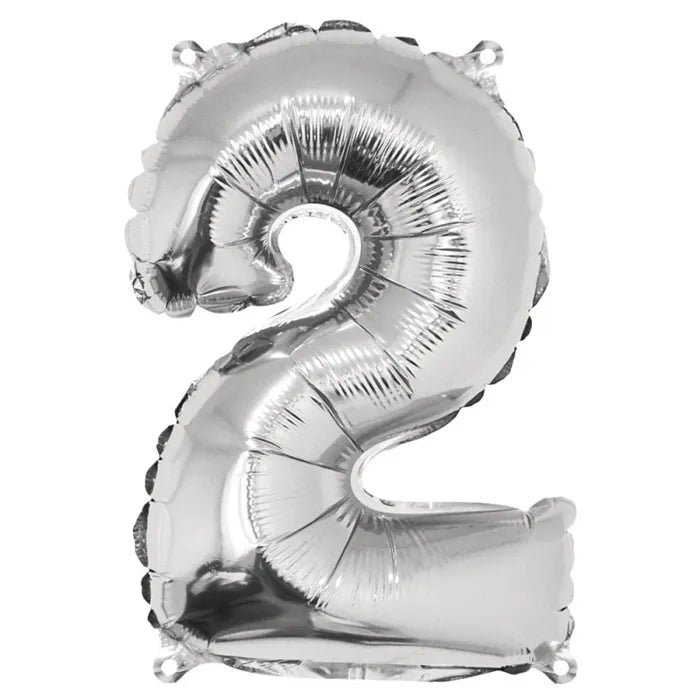 Folienballon - 88 cm - silber - Ziffer 2