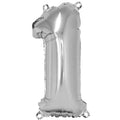 Folienballon - 88 cm - silber - Ziffer 1