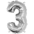 Folienballon - 88 cm - silber - Ziffer 3