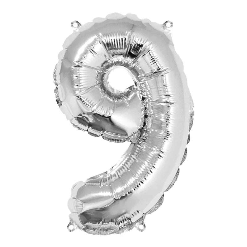 Folienballon - 88 cm - silber - Ziffer 9