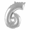 Folienballon - 88 cm - silber - Ziffer 6