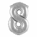 Folienballon - 88 cm - silber - Ziffer 8
